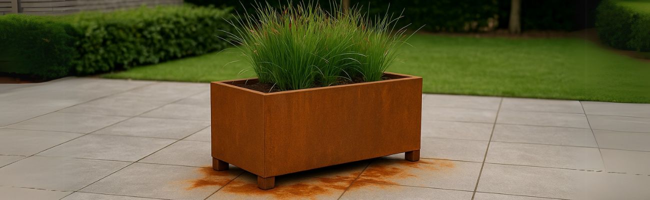 Cortenstaal roest op tegels