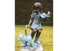 Bronzen beeld Meisje met ganzen 54x40x20cm