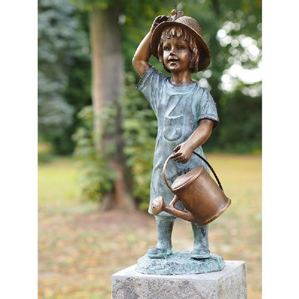 Bronzen beeld Meisje met gieter 60x23x24cm
