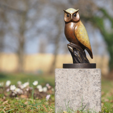 Bronzen beeld Uil speciale patine 21x11x11cm