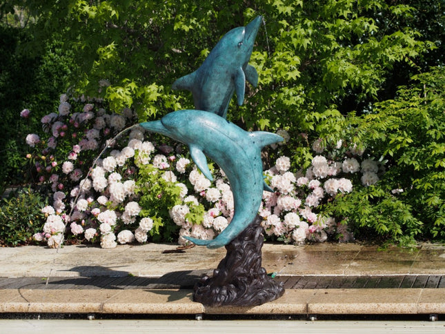 Bronzen beeld 2 Dolfijnen 160x50x90cm 48kg
