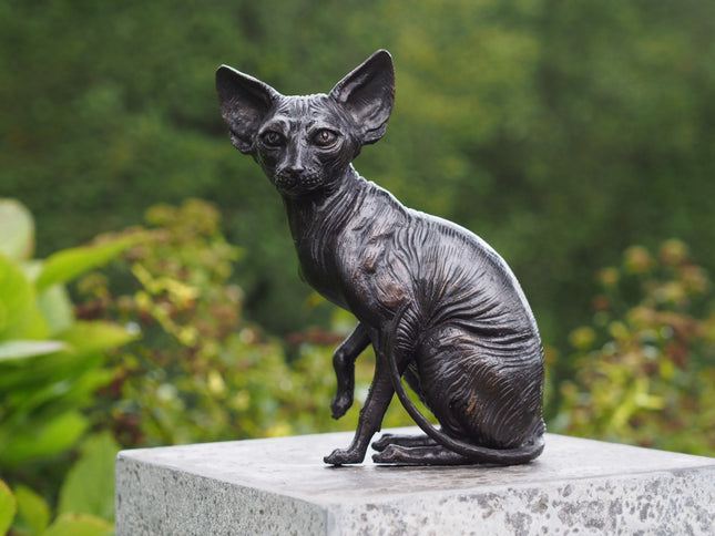 Bronzen beeld Zittendekat 22x12x15cm