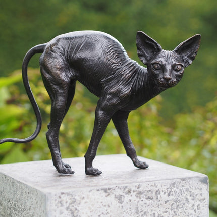 Bronzen beeld Staandekat 22x11x29cm