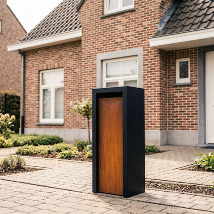 Cortenstaal Brievenbus GB022 Achtertuitname