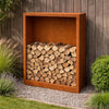 Cortenstalen houtopslag met achterwand 100x38,5x150 cm