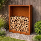 Cortenstalen houtopslag met achterwand 100x38,5x150 cm