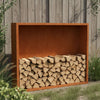 Cortenstalen houtopslag met achterwand 200x38.5x150 cm