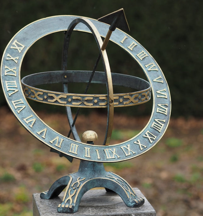 Bronzen Zonnewijzer 42 cm. Draaiende ring 42x40x50cm
