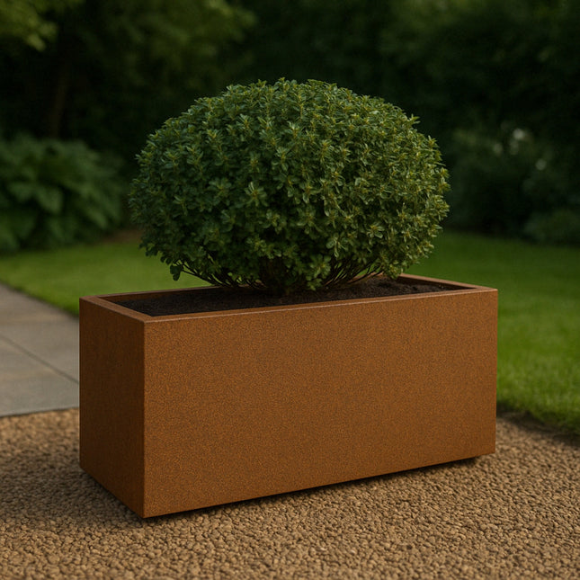 Geroba Artesa cortenstalen plantenbak rechthoek 120x40x40cm 45kg