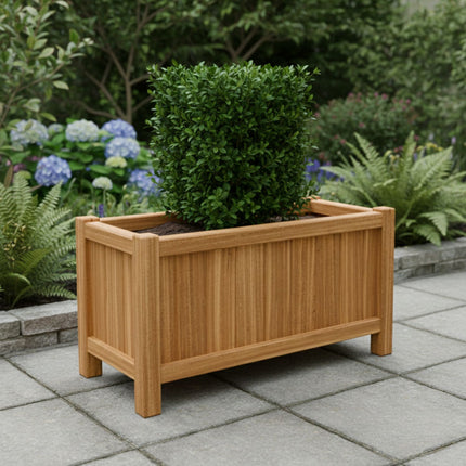 Langwerpige Hardhouten plantenbak met poten 120x50x60 cm