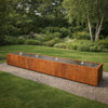Langwerpige cortenstaal watertafel met fonteinen 400x60x40cm 218kg