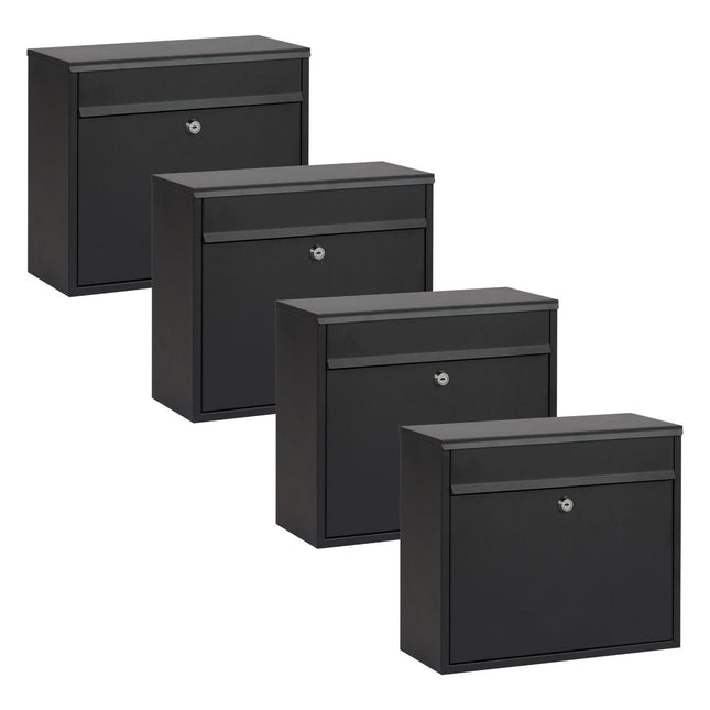 Practo Garden Brievenbussen Calgary mat zwart  | Set van 4 stuks