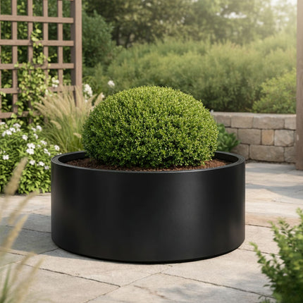 Ronde aluminium plantenbak - Gitzwart (RAL 9005)