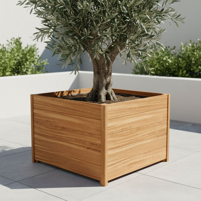 Vierkante Hardhouten plantenbak met poten 100x100x68 cm