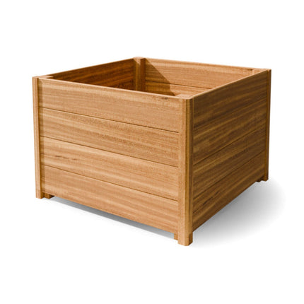 Vierkante Hardhouten plantenbak met poten 80x80x55 cm