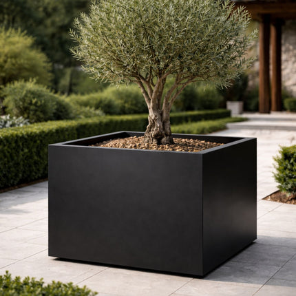 Vierkante aluminium plantenbak 100x100x80 cm - Gitzwart (RAL 9005)