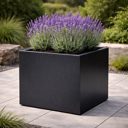 Vierkante aluminium plantenbak 60x60x60 cm - Gitzwart (RAL 9005)