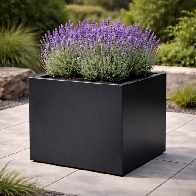 Vierkante aluminium plantenbak 60x60x60 cm - Gitzwart (RAL 9005)