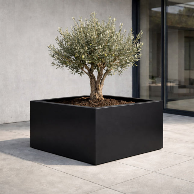 Vierkante aluminium plantenbak 100x100x60 cm - Gitzwart (RAL 9005)