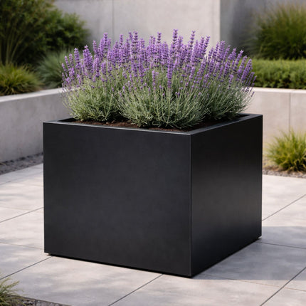 Vierkante aluminium plantenbak 70x70x70 cm - Gitzwart (RAL 9005)