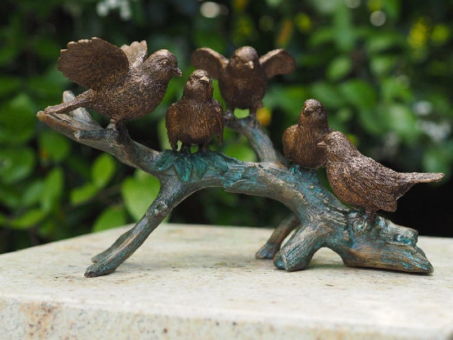 Bronzen beeld 5 Vogels op tak 19x19x29cm - Doika - Bronzen beeld - Doika - 5410807007839 - AN0783BR-B