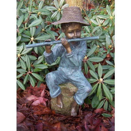 Bronzen beeld Fluitspeler met hoed 48x30x20cm - Doika - Bronzen beeld - Doika - 5410807008560 - GA0856BR-V