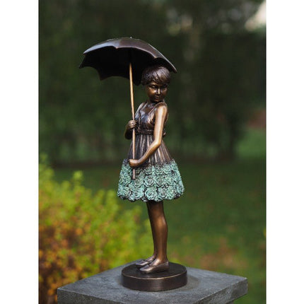Bronzen beeld Meisje met paraplu 45x20x18cm - Doika - Bronzen beeld - Doika - 5410807012796 - AN1279BR-V