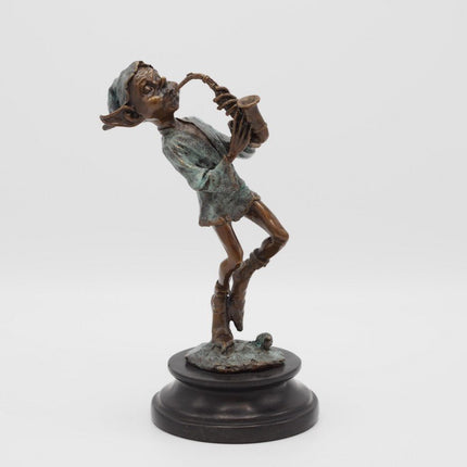 Bronzen beeld Pixie met saxofoon 26x12x12cm - Doika - Bronzen beeld - Doika - 5410807012413 - AN1241BR-B