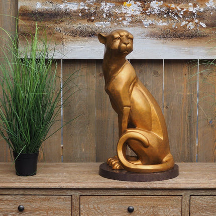 Bronzen beeld Zittende jaguar 59x33x33cm - Doika - Bronzen beeld - Doika - 5410807022535 - AN2253BR-HP
