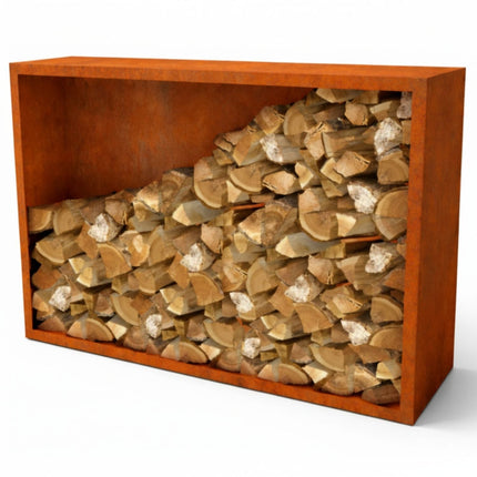 Cortenstalen houtopslag met achterwand 200x38,5x200 cm - Doika - Houtopslag - Geroba -  - EguraAWC10