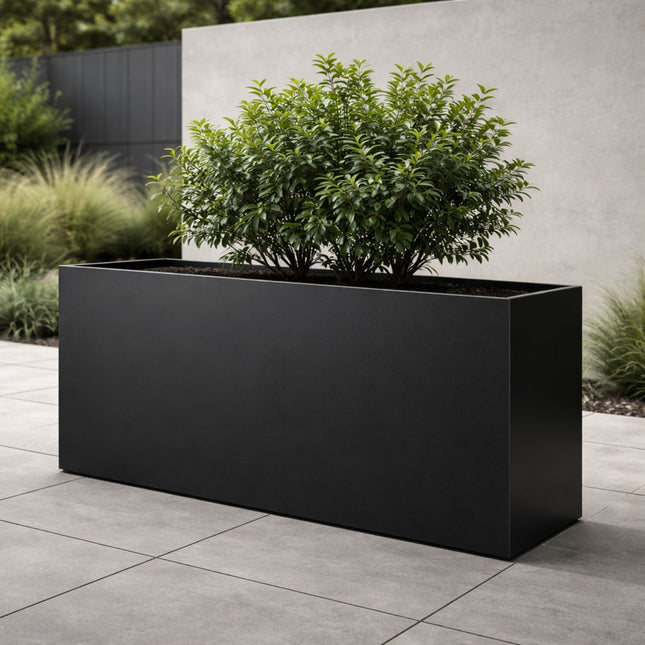 Langwerpige aluminium plantenbak 150x30x80 cm - Gitzwart (RAL 9005)