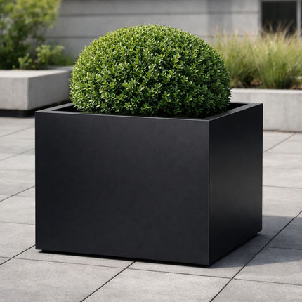 Vierkante aluminium plantenbak 80x80x60 cm - Gitzwart (RAL 9005)