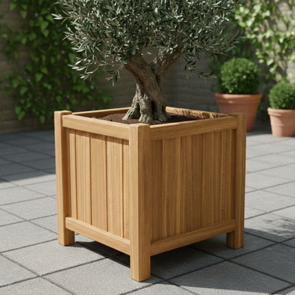 Vierkante Hardhouten plantenbak met poten 70x70x70 cm - Doika - Plantenbak - Geroba -  - FUSTAH3