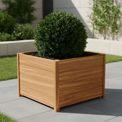 Vierkante Hardhouten plantenbak met poten 80x80x55 cm - Doika - Plantenbak - Geroba -  - ARRELH2