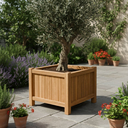 Vierkante Hardhouten plantenbak met poten 80x80x60 cm - Doika - Plantenbak - Geroba -  - FUSTAH4