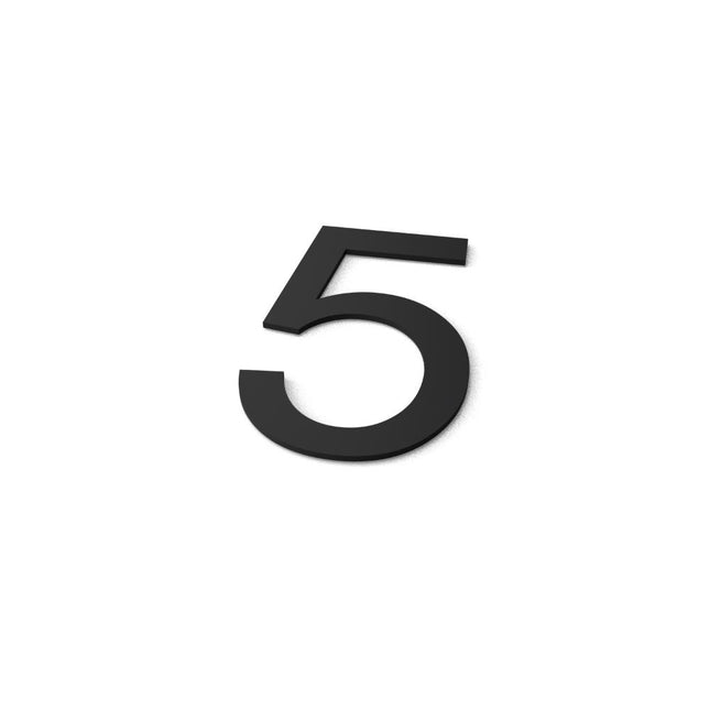 5 RAL 9005 (lettertype: Arial) - LetterBox - Huisnummer - Huisnummer - -