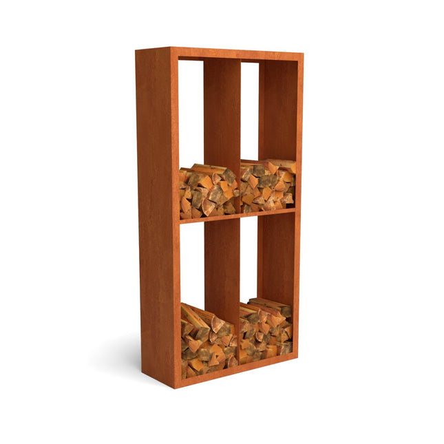 Geroba houtopslag Egura Cortenstaal 100x38,5x200cm met 4 vakken - Doika BV - Houtopslag - Geroba - EguraDC52